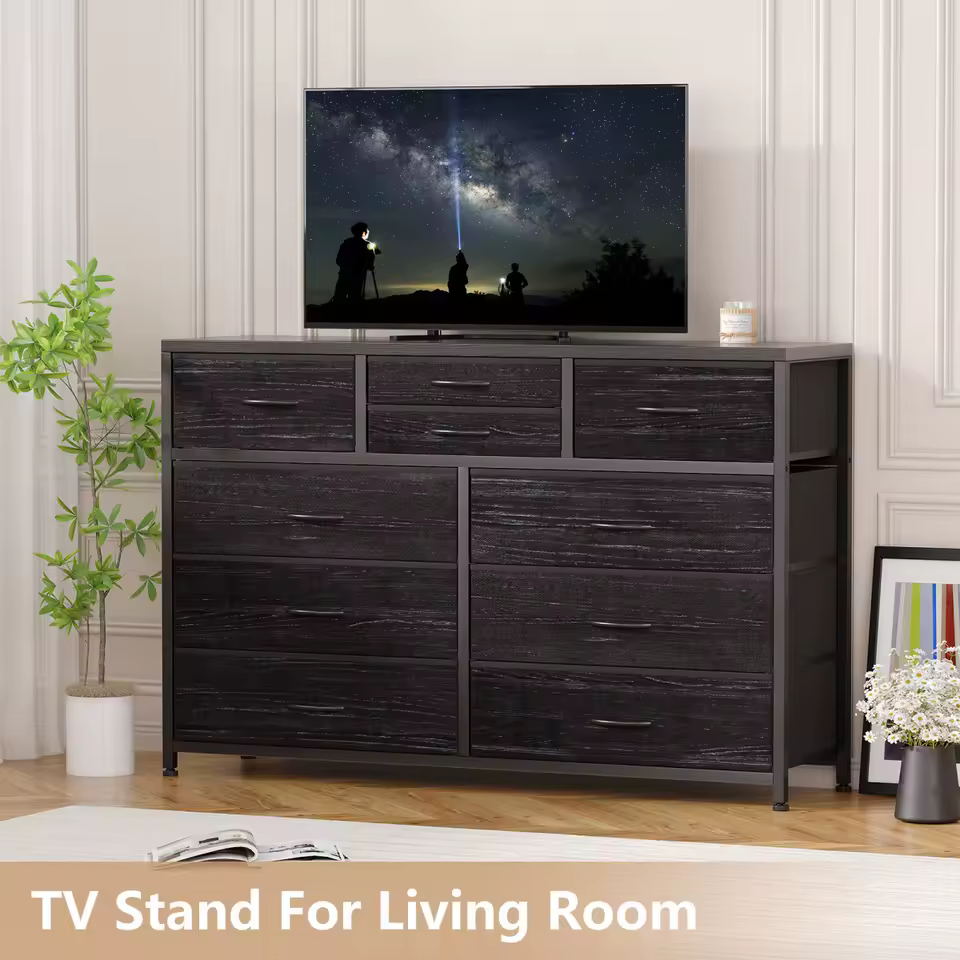 Dresser with 10 drawers and TV stand space - Image 6