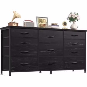 Dresser for bedroom with 11 fabric drawers