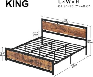 King Size bed frame with headboard and footboard 