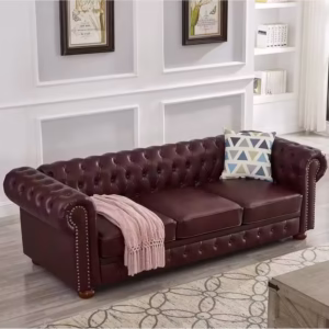 Faux Leather Couch Upholstered Sofa with Low Back