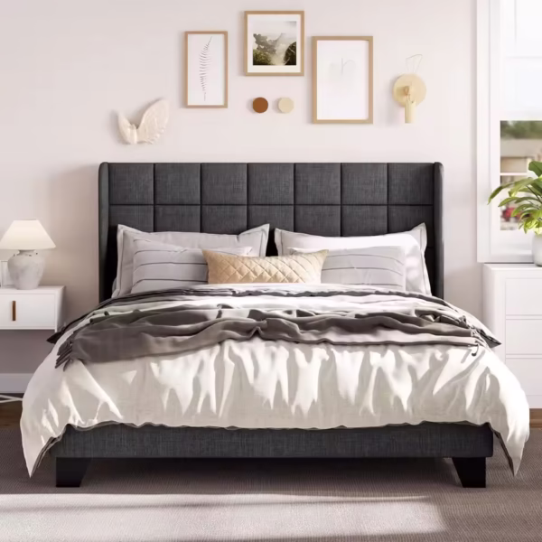 Queen Size Platform Bed Frame with Wingback - Image 3