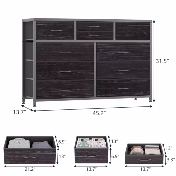 Dresser with 10 drawers and TV stand space - Image 2