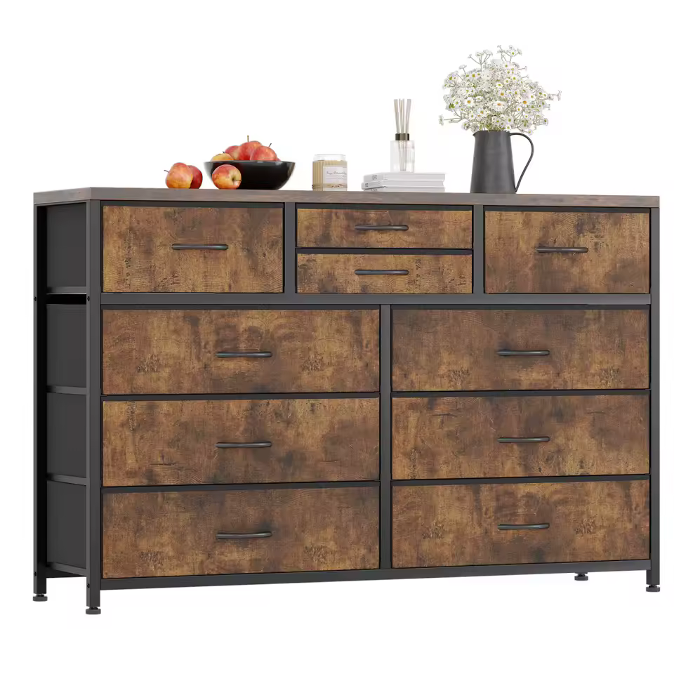 Dresser with 10 drawers and TV stand space - Image 3