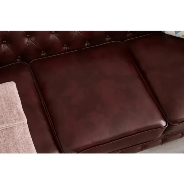 Faux Leather Couch Upholstered Sofa with Low Back - Image 7