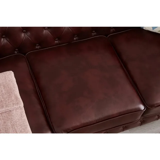 Faux Leather Couch Upholstered Sofa with Low Back - Image 7