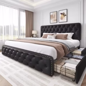 Queen Bed Frame with Headboard Faux Leather