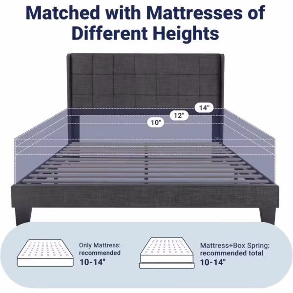 Queen Size Platform Bed Frame with Wingback - Image 5