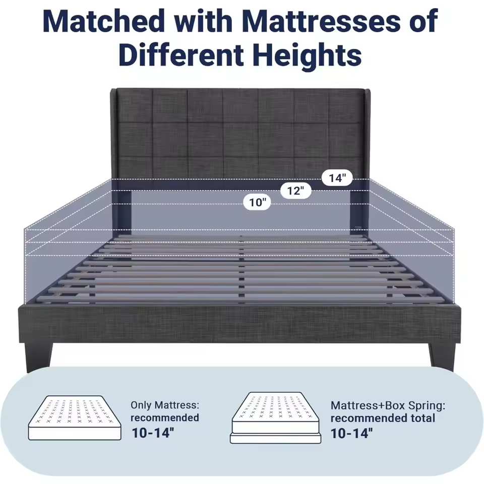 Queen Size Platform Bed Frame with Wingback - Image 5