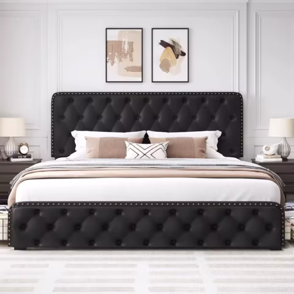 Queen Bed Frame with Headboard Faux Leather - Image 3
