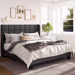 Queen Size Platform Bed Frame with Wingback