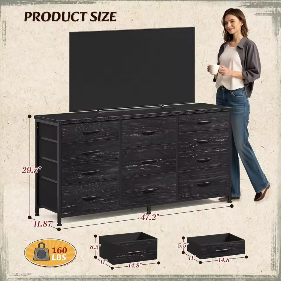 Dresser for bedroom with 11 fabric drawers - Image 5